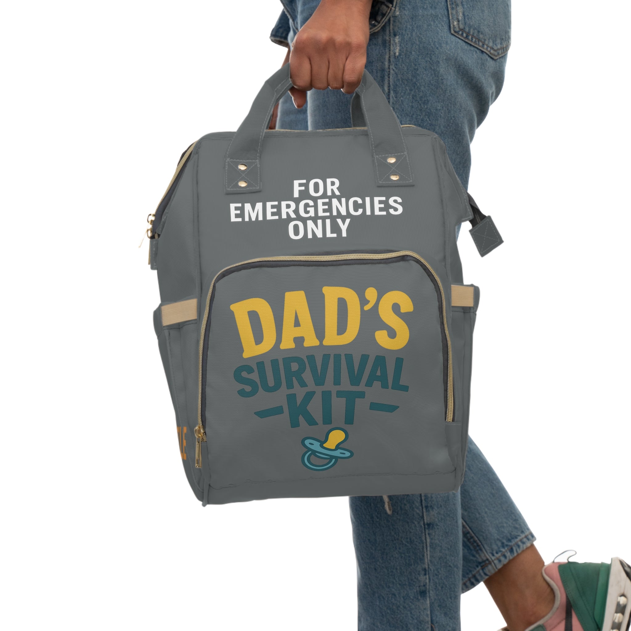 Dad Diaper Bag Backpack — Dark Grey Survival Kit Edition