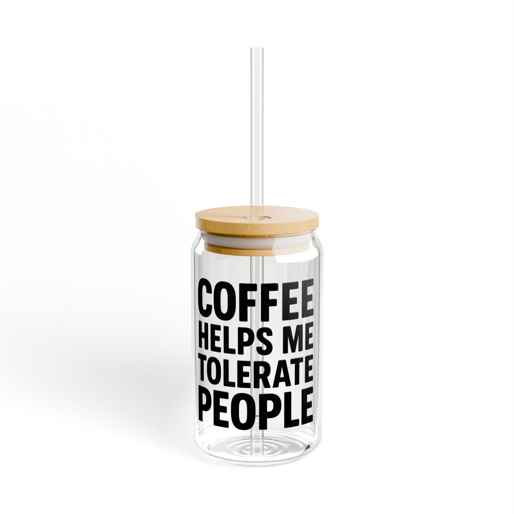 Coffee Helps Me Tolerate People Glass — 16oz Iced Cup