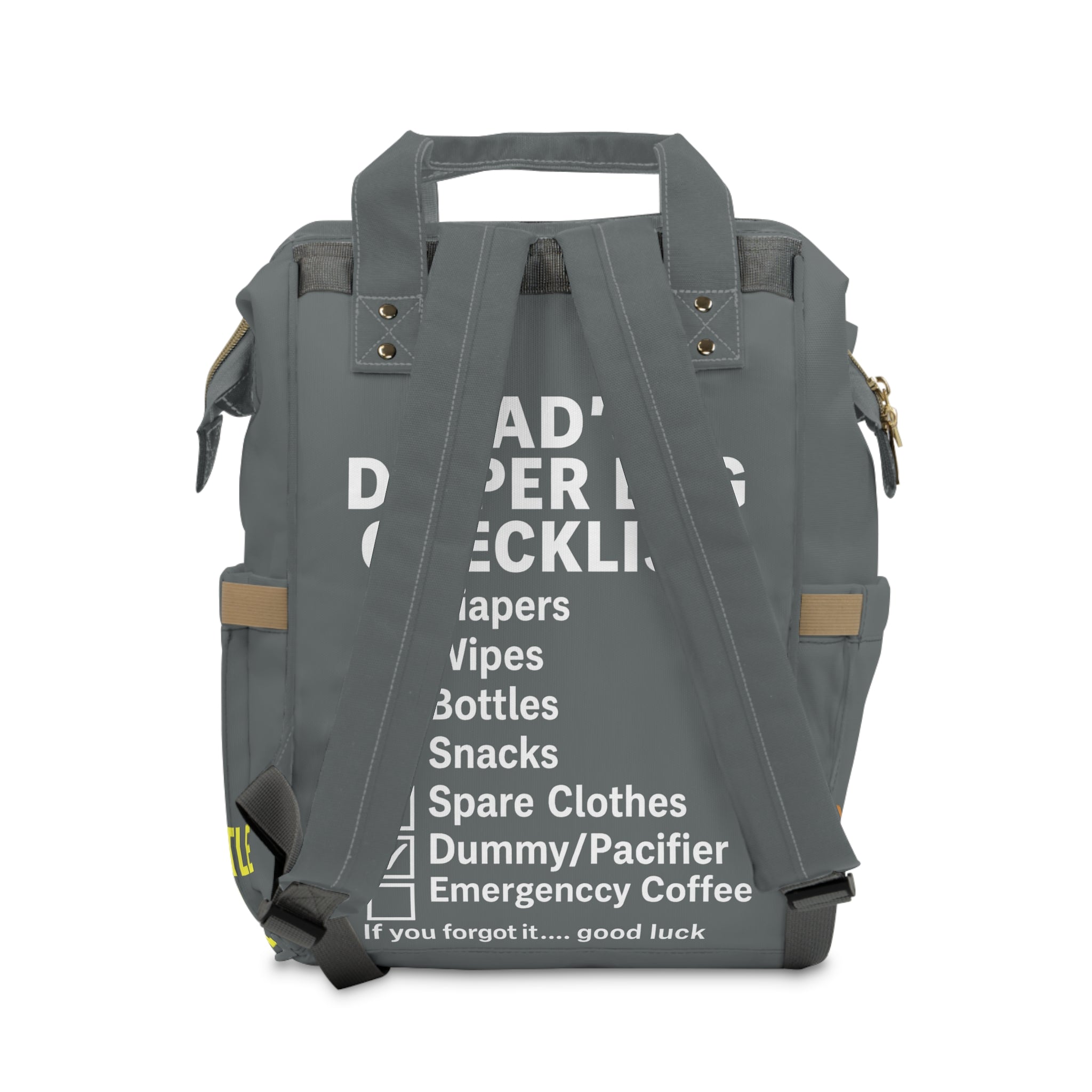 Dad Diaper Bag Backpack — Dark Grey Survival Kit Edition