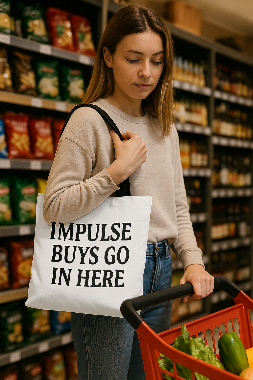 Impulse Buys Tote Bag — Funny Reusable Cotton Canvas Shopping Bag