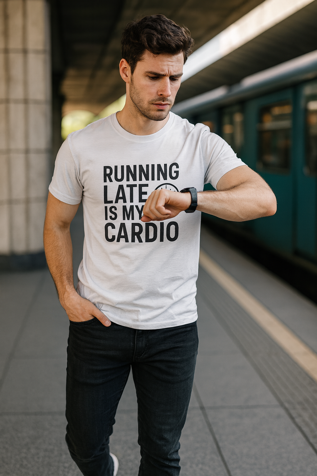 Running Late Is My Cardio Tee — Funny Sarcastic Gym Shirt