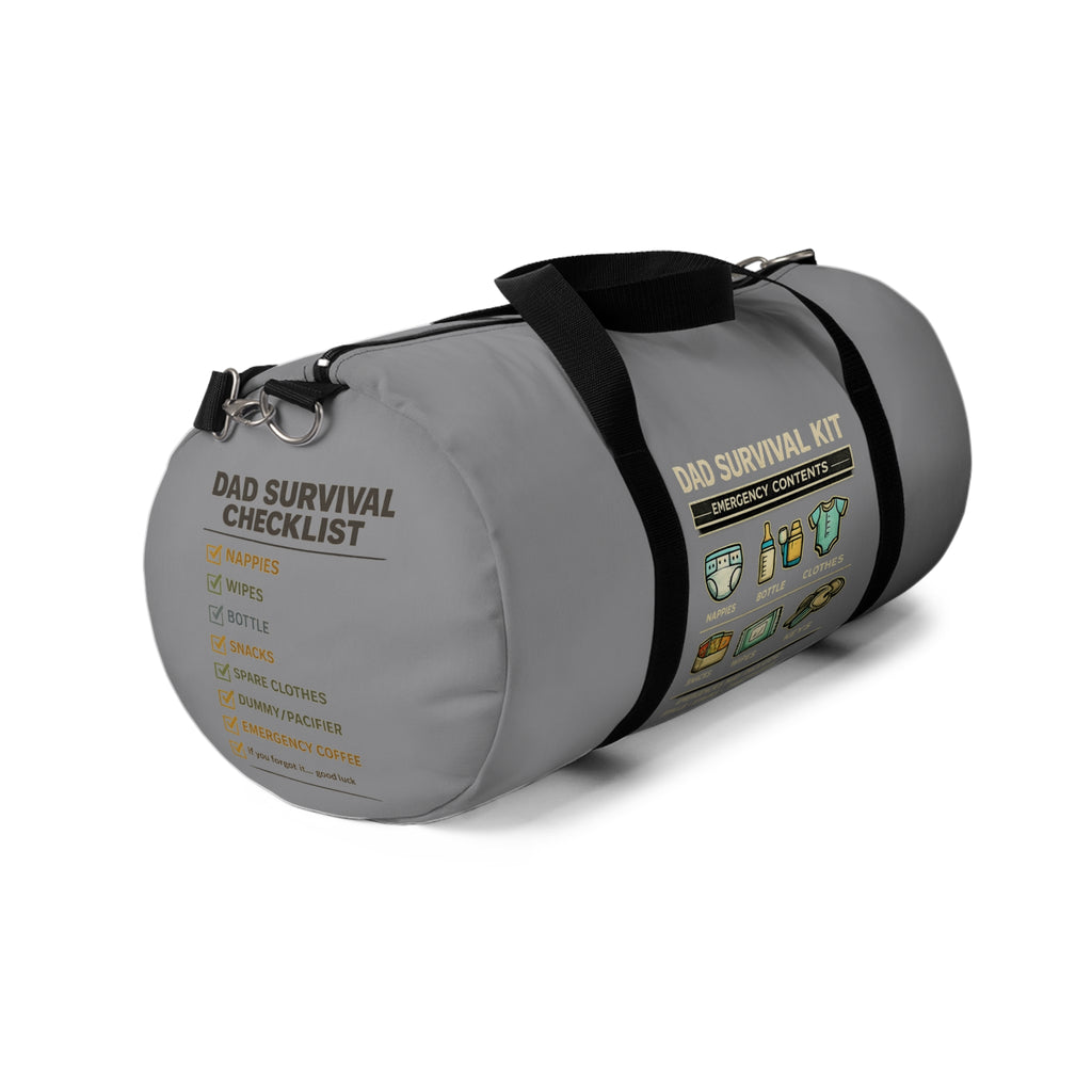 Dad Survival Checklist Duffel Bag — Funny Dad Travel Bag