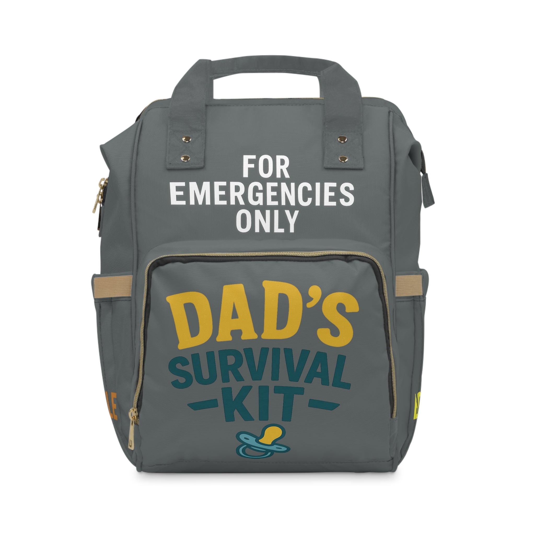 Dad Diaper Bag Backpack — Dark Grey Survival Kit Edition