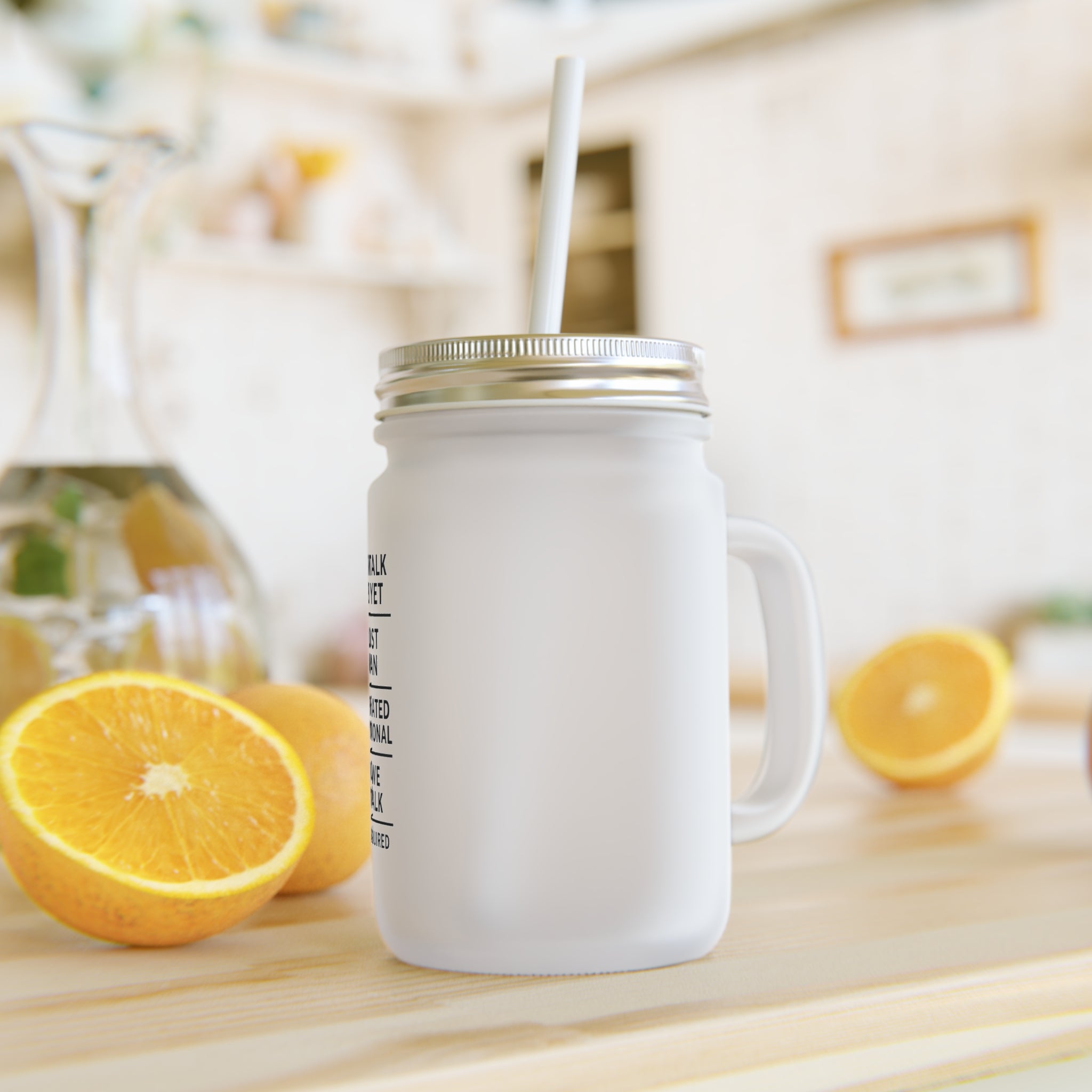 Funny Iced Coffee Mason Jar — 12oz Frosted Glass