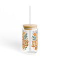 Sip Happens Glass Cup — Floral 16oz Iced Coffee Cup