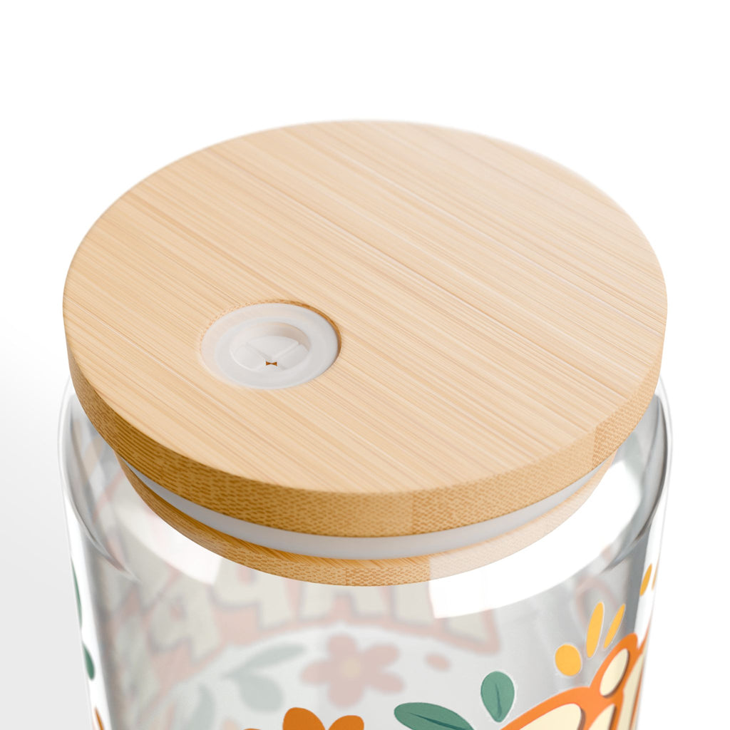 Sip Happens Glass Cup — Floral 16oz Iced Coffee Cup