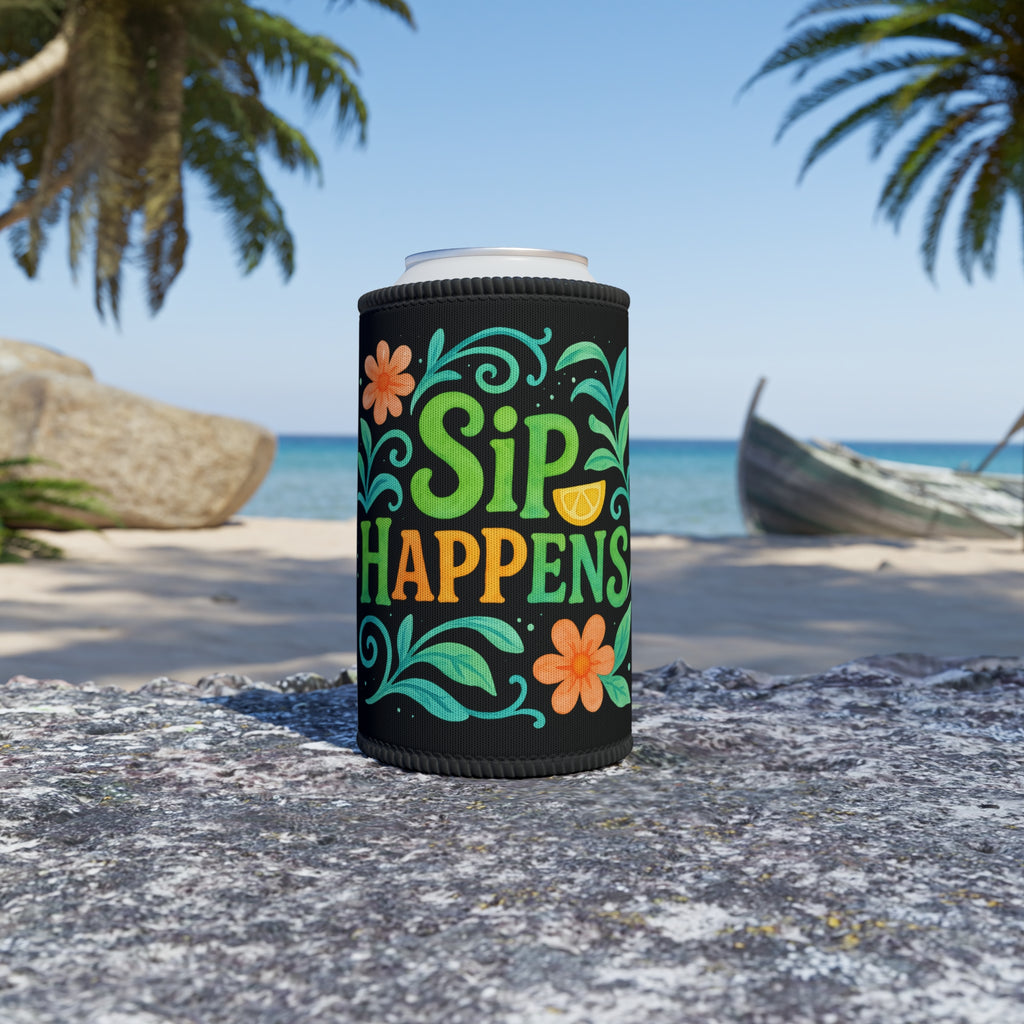 Sip Happens Can Cooler — Tropical Neoprene Stubby Holder